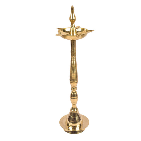 24 Inch Brass Kerala Diya Samai Lamp – Handcrafted Kerala diya samai lamp, perfect for large temples, pooja ceremonies, and festive settings. India’s Largest Pooja Accessories Brand – www.satvikstore.in