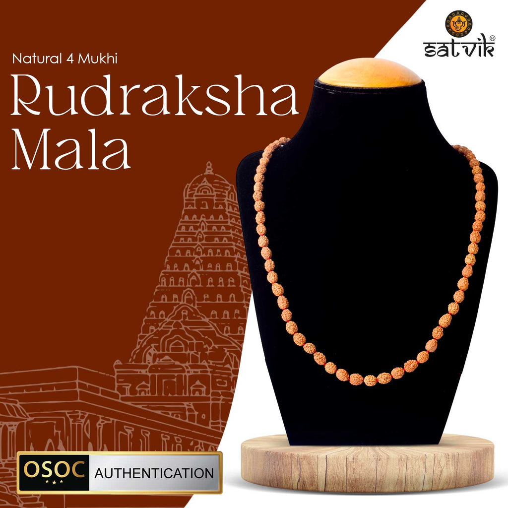  Original 4 Mukhi Rudraksha Mala – 108 Beads for Knowledge, Learning & Creativity. India’s Largest Pooja Accessories Brand - www.satvikstore.in 