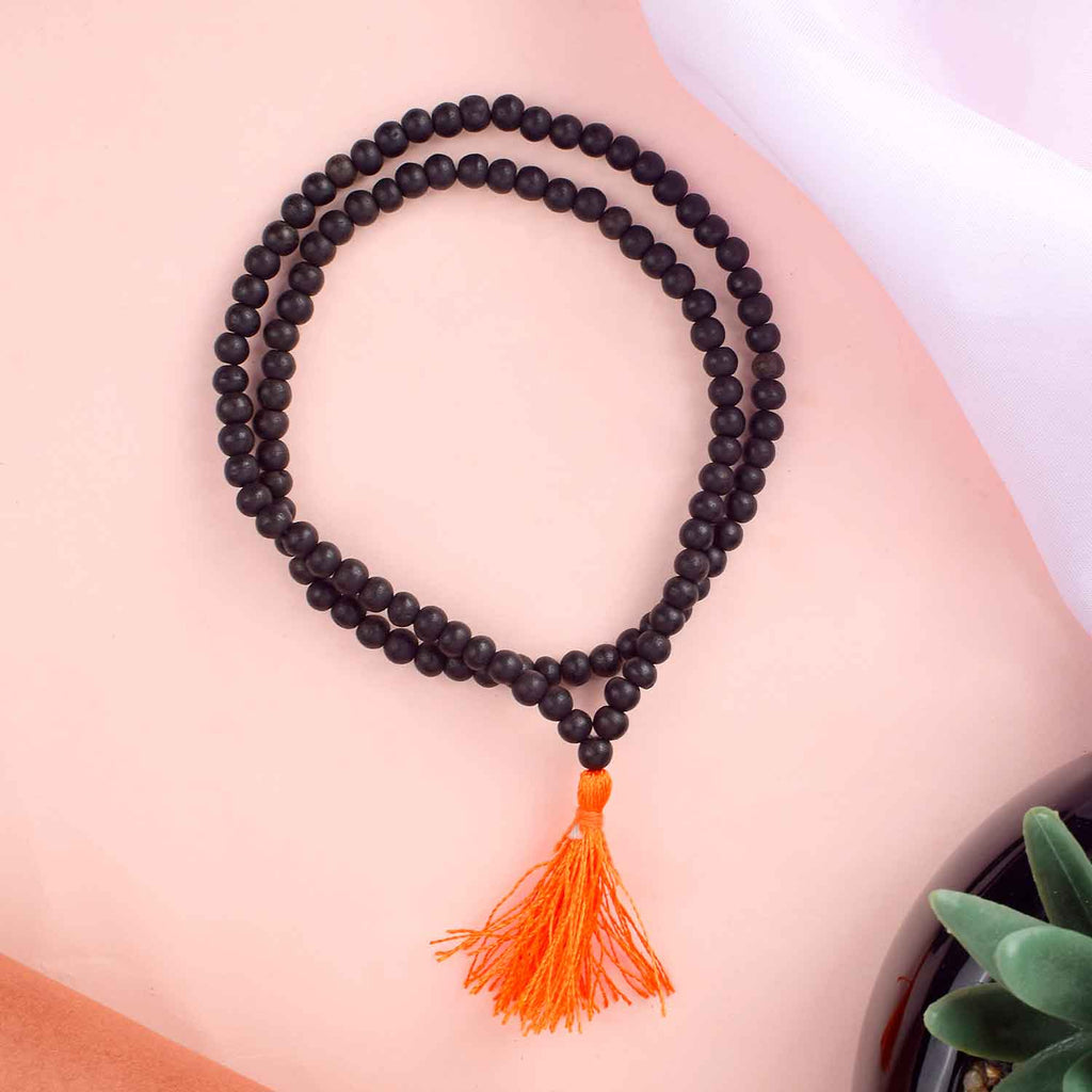 6mm Ebony Wood Mala Matt Finish with 108+1 Beads for Japa & Meditation – Satvikstore.in India’s Largest Pooja Accessories Brand - www.satvikstore.in 