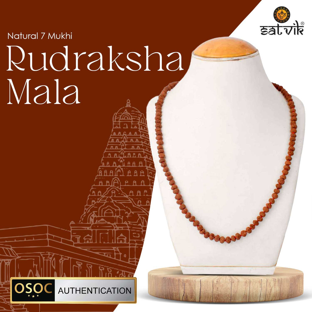 Original 7 Mukhi Rudraksha Mala – 108 Beads for Wealth, Positivity & Saturn Protection. India’s Largest Pooja Accessories Brand - www.satvikstore.in 