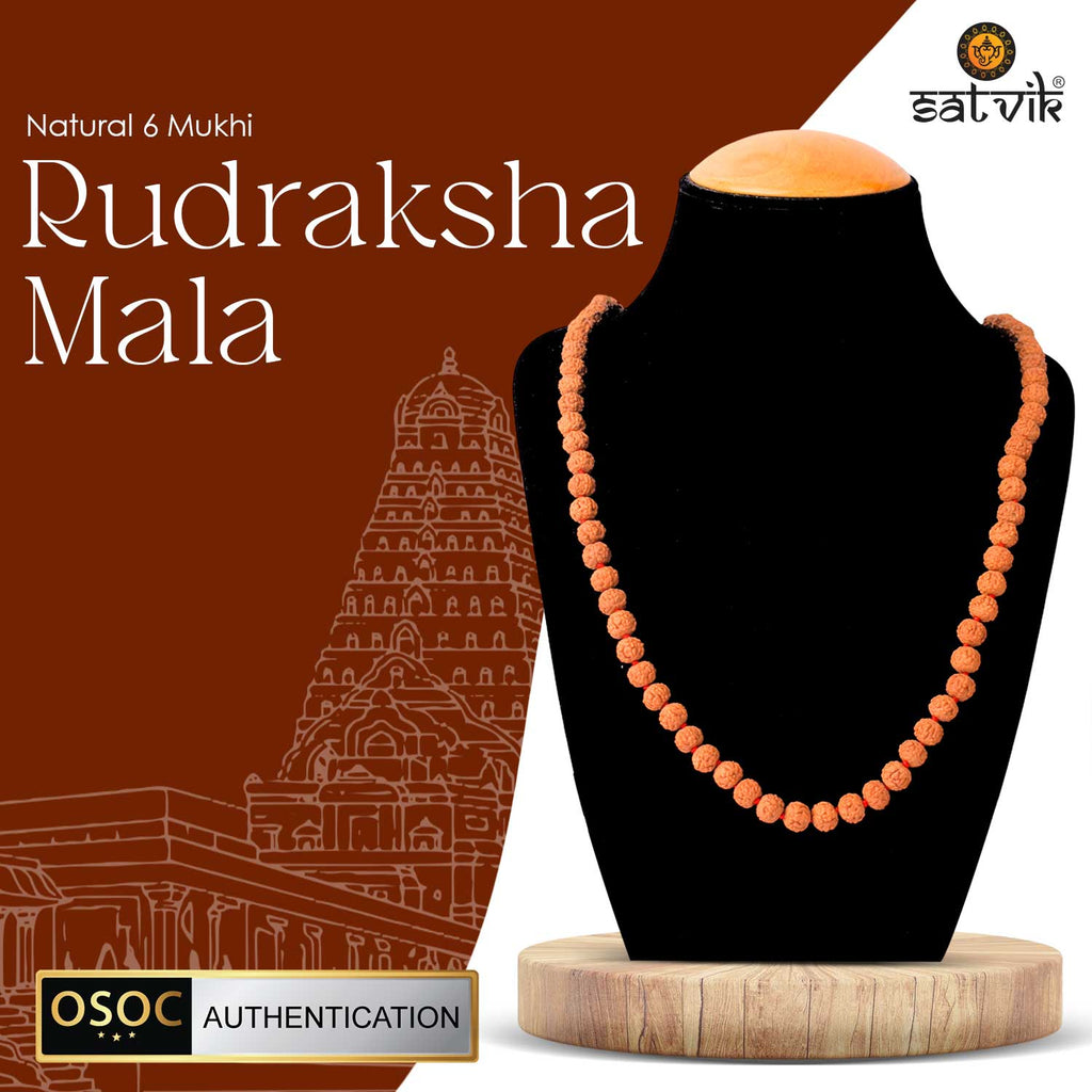 Original 6 Mukhi Rudraksha Mala – 108 Beads for Wisdom, Focus & Emotional Balance. India’s Largest Pooja Accessories Brand - www.satvikstore.in 