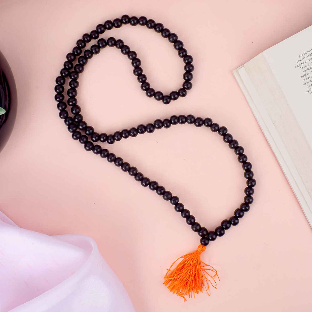 8mm Ebony Mala Gloss 108+1 Beads – Gloss Finish Ebony Wood Japa Mala for Meditation and Spiritual Use – Satvikstore.in India’s Largest Pooja Accessories Brand - www.satvikstore.in 