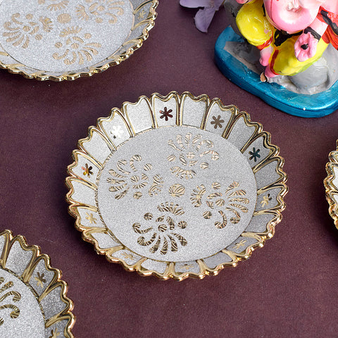 Bhog Plate (Pack of 4) is a set of durable, spiritual plates designed for offering prasad during pooja rituals, enhancing the sacredness of your worship space – India’s Largest Pooja Accessories Brand – www.satvikstore.in