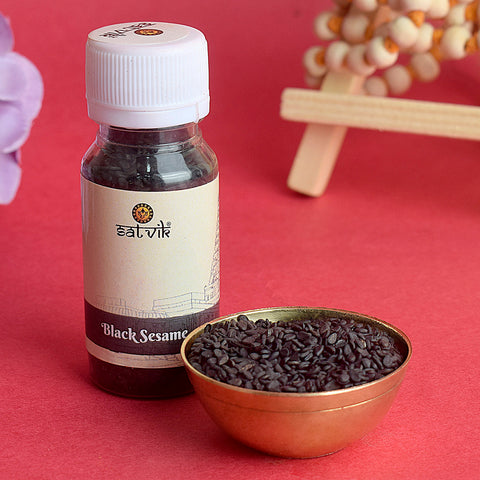 Black Sesame Seeds (Kaale Till) 20 Grams are used in pooja rituals to bring prosperity, remove obstacles, and seek divine blessings. These sacred seeds are an essential offering in many spiritual ceremonies, symbolizing purity and spiritual growth – India’s Largest Pooja Accessories Brand – www.satvikstore.in
