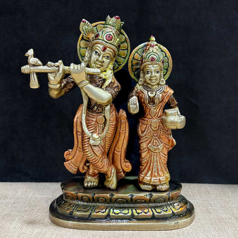 6.7 Inch The Divine Radha Krishna Idol of Sacred Love – Elegantly Handcrafted Brass Statue Depicting Lord Krishna and Radha in a Graceful Pose, Symbolizing Eternal Love, Devotion, and Spiritual Harmony for Home Temple. No.1 Brass Idol Store www.satvikstore.in 