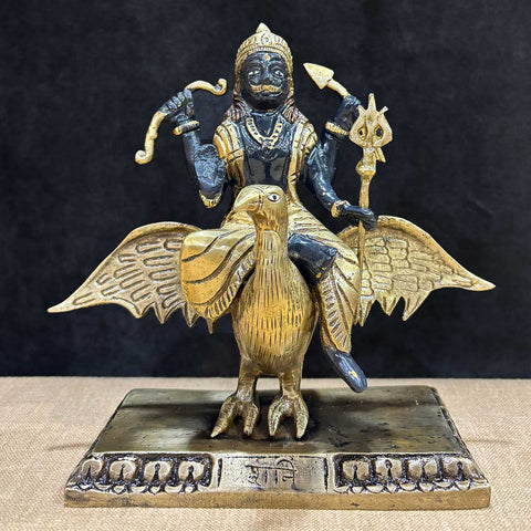 6.7 Inch Brass Shani Dev Idol – Meticulously Crafted Statue of Lord Shani, the Divine Symbol of Justice, Discipline, and Protection, Ideal for Home Temple, Vastu Remedies, and Spiritual Worship. No.1 Brass Idol Store www.satvikstore.in 
