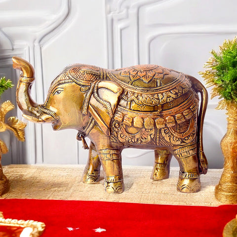 Brass Idol of Elephant Statue with Upward Trunk – A Symbol of Prosperity, Good Luck & Vastu Positivity for Home & Office Decor
India's Largest Puja Accessories Brand - Satvik