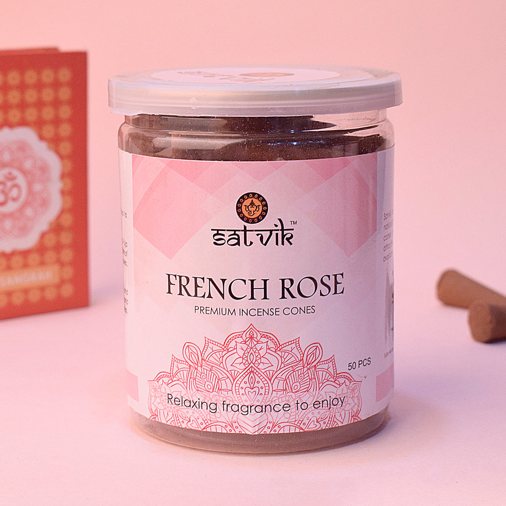 Incense Cone (French Rose) Puja Store Online Pooja Items Online Puja Samagri Pooja Store near me www.satvikstore.in