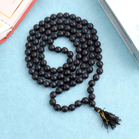 Hakik Jap Mala (Black Tourmaline) – A Protective & Grounding Mala for Energy Shielding, Stability, and Spiritual Growth. India’s Premium Hakik Jap Mala Store - www.satvikstore.in

