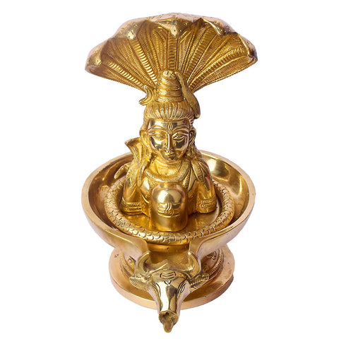 8.3 Inch Handcrafted Brass Shivalingam Idol featuring Naga Hood and Nandi for Spiritual Pooja and Temple Décor. No.1 Brass Idol Store www.satvikstore.in 
