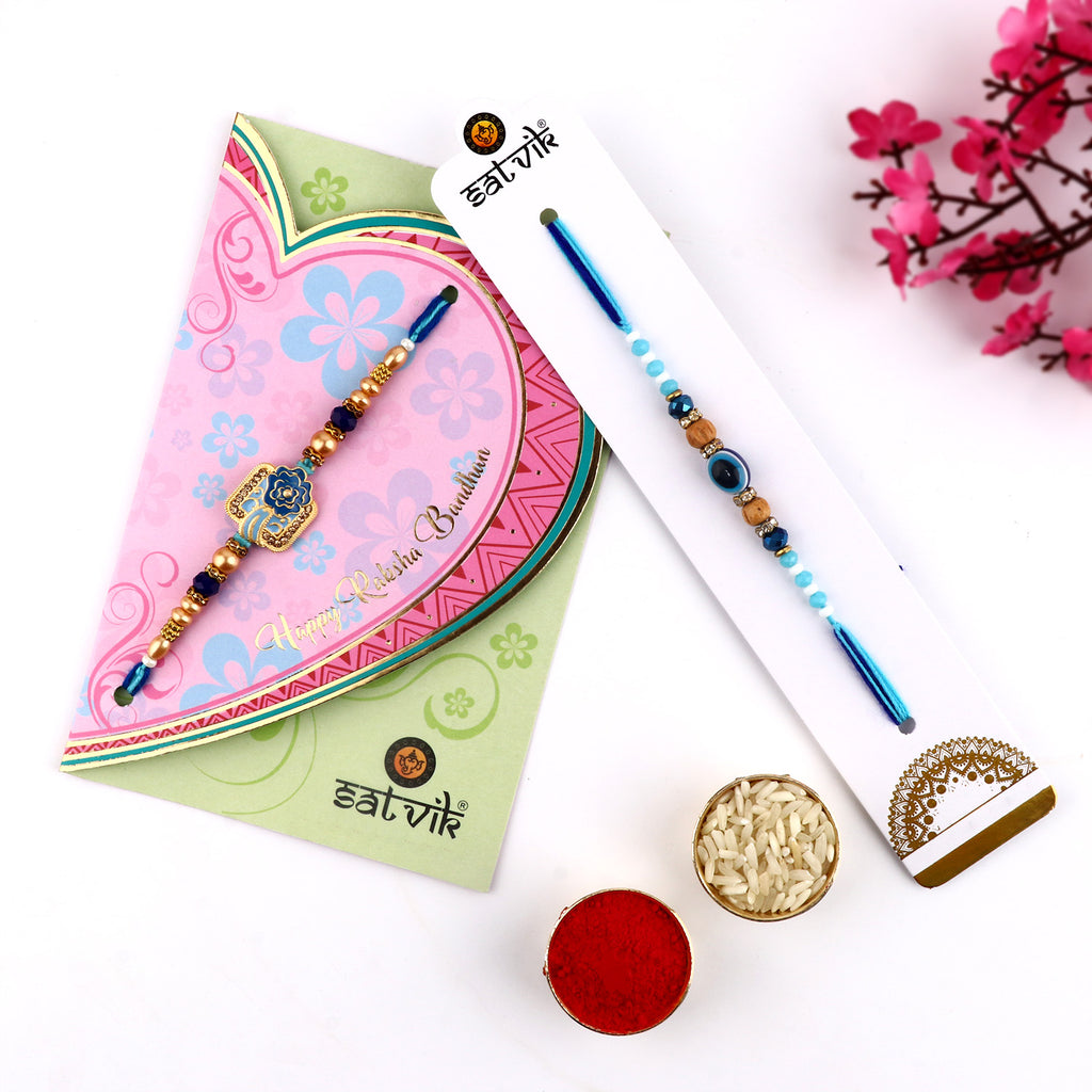 Explore our exquisite collection of Rakhi online 2023. Choose from a stunning Rakhi set of 2, perfect for brothers, bhaiya, and bhai. Shop designer Rakhi and beautiful Rakhi online to send Rakhi abroad. Celebrate with Indian Rakhi and find the perfect Rakhi gift at SatvikStore.in."