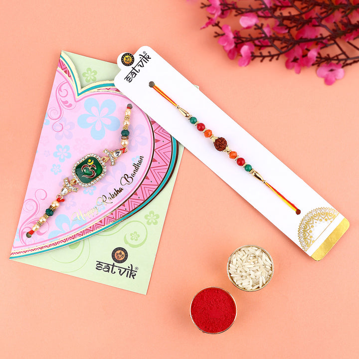 Browse our exclusive collection of Rakhi online 2023. Choose a stunning Rakhi set of 2 for your beloved brother, bhaiya, or bhai. Discover designer Rakhi and beautiful Rakhi options. Send Rakhi and Rakhi combos abroad with ease. Explore Indian Rakhi and find the perfect Rakhi gift at SatvikStore.in."