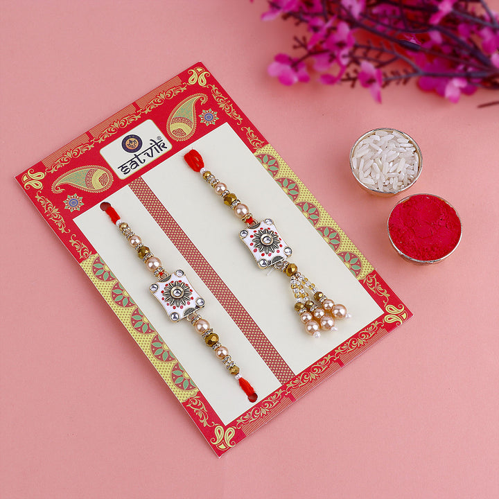 Shop Exquisite Designer Rakhi, Beautiful Couple Rakhi, and Latest Bhaiya Bhabhi Rakhi Online at Satvik Store - Send Rakhi with Style and Tradition!