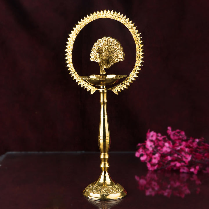 10 Inch Brass Mor Kiran Standing Diya Puja Store Online Pooja Items Online Puja Samagri Pooja Store near me www.satvikstore.in