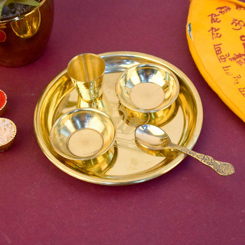 Extra large 6–7 inch Matki embossed Laddu Gopal Bhog Thali Set for offering bhog to Kanha during pooja rituals India’s Largest Pooja Accessories Brand – www.satvikstore.in

