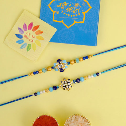Set of 2 Traditional Rakhis for Brothers with Roli Chawal and Ram Sita Stickers – Raksha Bandhan Gift Pack. India’s Largest Pooja Accessories Brand - www.satvikstore.in