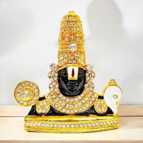 Metal Tirupati Balaji Face Idol featuring detailed craftsmanship, ideal for home temple, spiritual decor, and gifting. India’s Largest Pooja Accessories Brand – www.satvikstore.in 