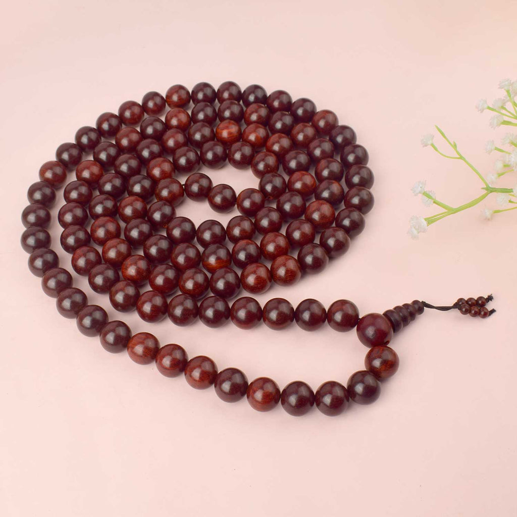 Original 108+1 Beads Red Chandan Mala made from 18mm sandalwood beads from Andhra Pradesh. India’s Largest Pooja Accessories Brand - www.satvikstore.in 