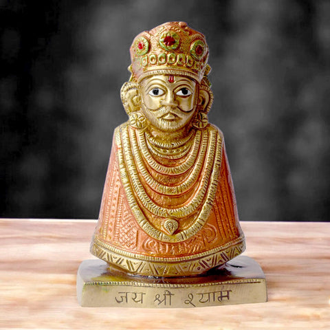  6.3 Inch Khatu Shyam Idol – Handcrafted Brass Statue Representing Divine Grace, Blessings, and Spiritual Protection for Temple and Home Decor. No.1 Brass Idol Store www.satvikstore.in 
