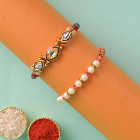 Set of 2 Traditional Rakhis for Brothers with Roli Chawal and Ram Sita Stickers – Raksha Bandhan Gift Pack. India’s Largest Pooja Accessories Brand - www.satvikstore.in