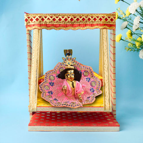 Devotional Red & Yellow Jhula for Laddu Gopal – Multi-Size Wooden Swing – India’s Largest Pooja Accessories Brand – www.satvikstore.in