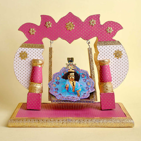 Pastel Pink & White Jhula for Laddu Gopal – India’s Largest Pooja Accessories Brand – www.satvikstore.in