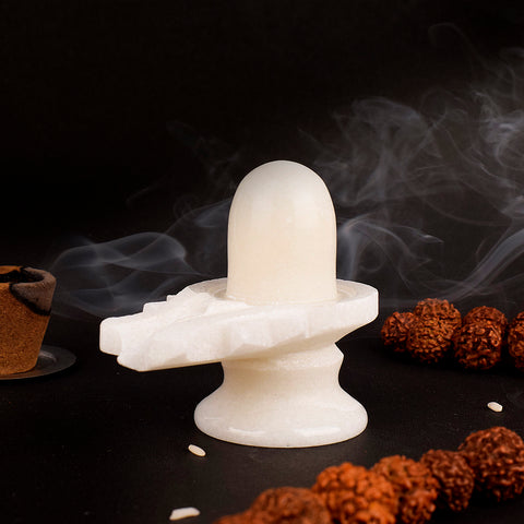 White Marble Shivling (Big) – Pure Marble Shiva Lingam for Worship – India’s Largest Pooja Accessories Brand – www.satvikstore.in