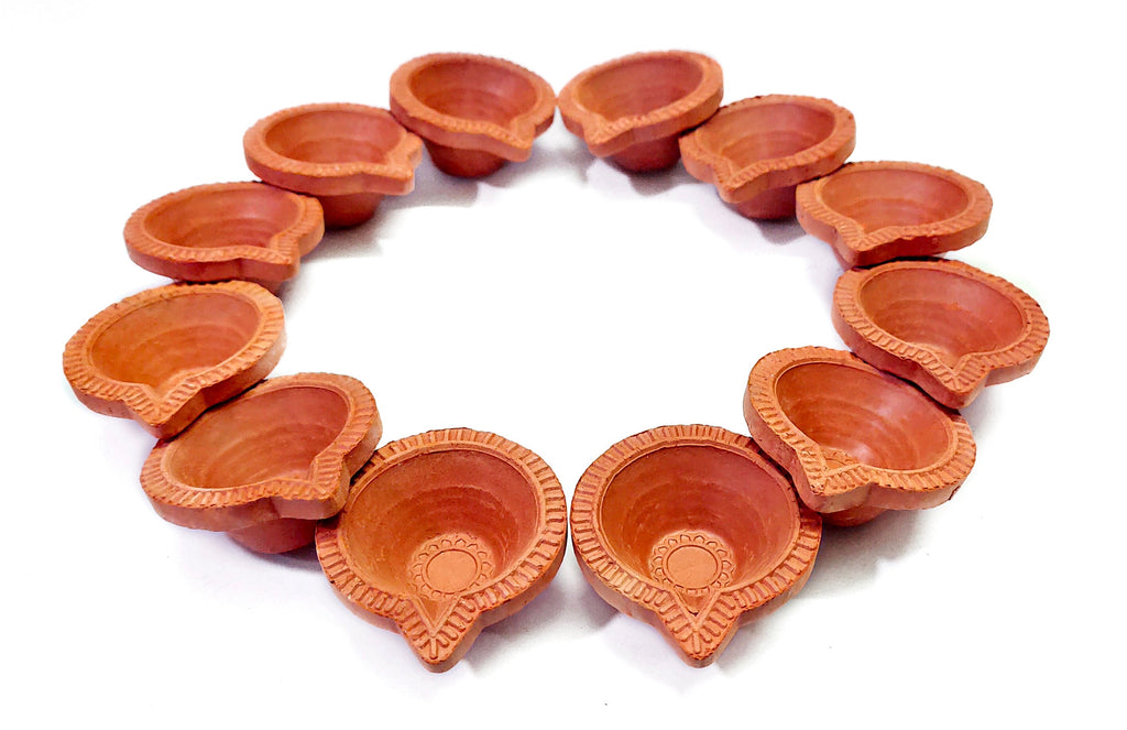 Earthen Clay Diya 12 Pc Set Puja Store Online Pooja Items Online Puja Samagri Pooja Store near me www.satvikstore.in