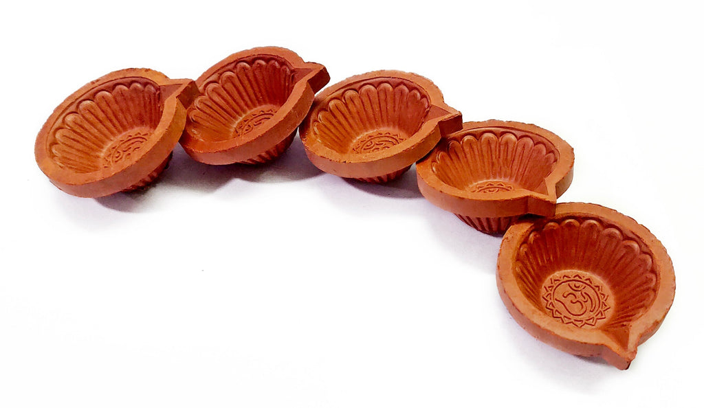 Earthen Clay Diya 12 Pc Set (Om) Puja Store Online Pooja Items Online Puja Samagri Pooja Store near me www.satvikstore.in