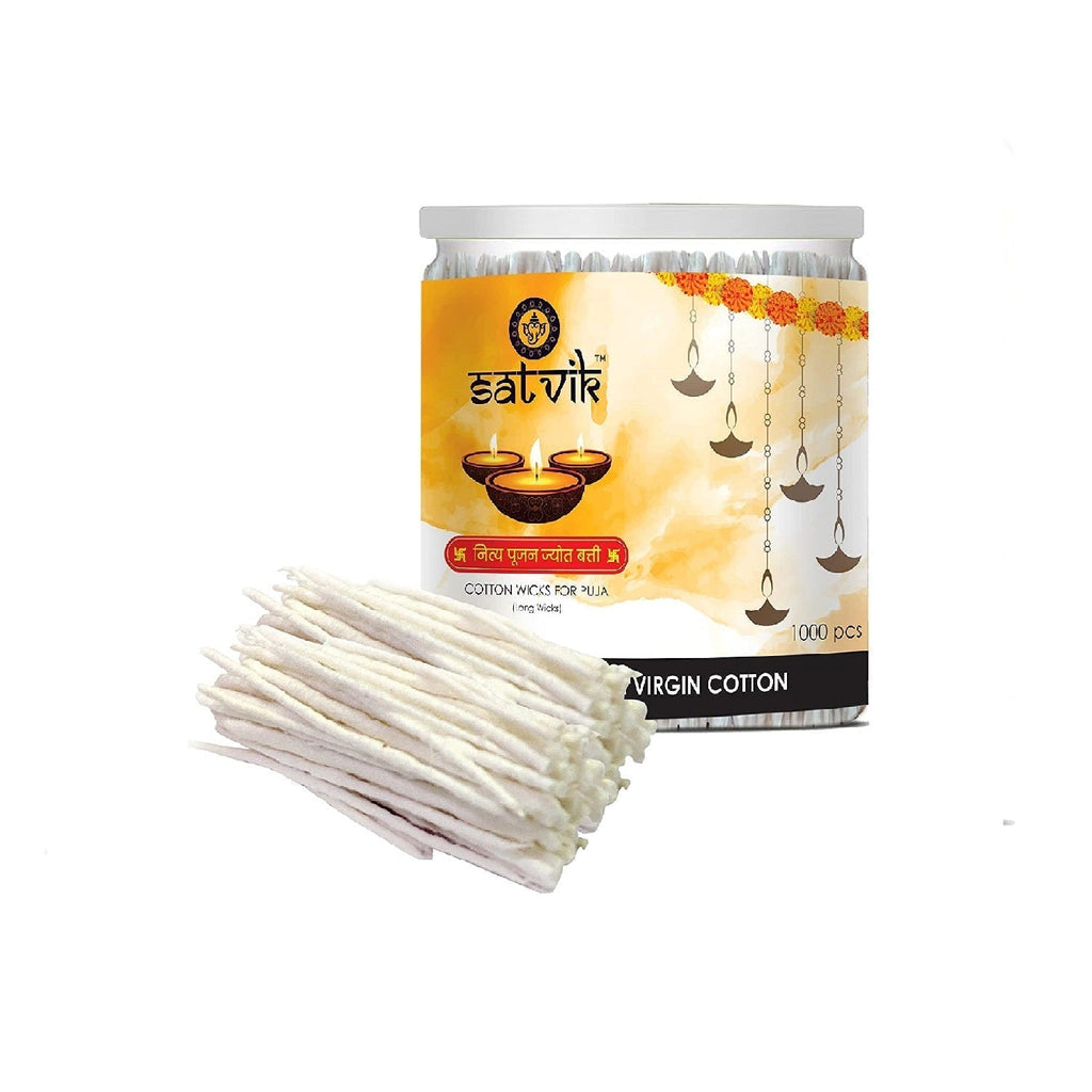 Long Cotton Wicks Jar Pack-1000Pc Puja Store Online Pooja Items Online Puja Samagri Pooja Store near me www.satvikstore.in