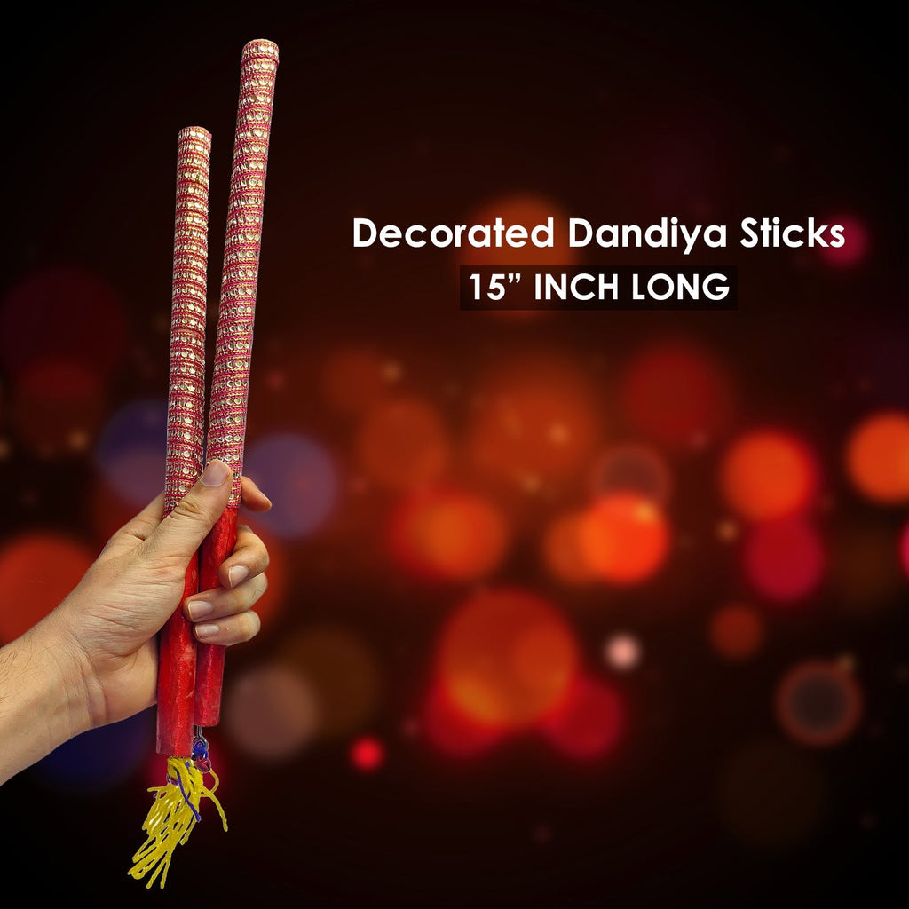 Wooden Dandiya Sticks For Garba Nights (2 Pair) Puja Store Online Pooja Items Online Puja Samagri Pooja Store near me www.satvikstore.in