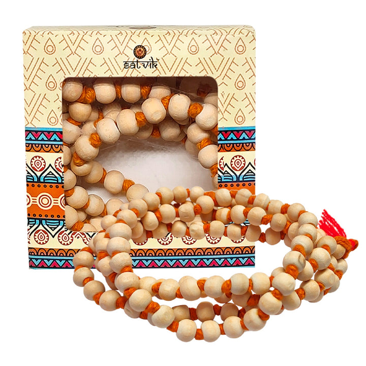 White Chandan Mala (108+1Beads) Puja Store Online Pooja Items Online Puja Samagri Pooja Store near me www.satvikstore.in