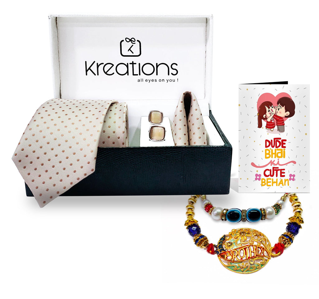 Rakhi with Tie Gift Combo Set Puja Store Online Pooja Items Online Puja Samagri Pooja Store near me www.satvikstore.in