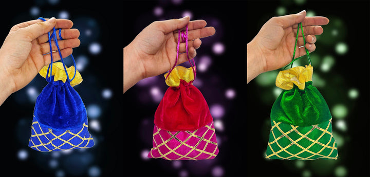 Designer Valvet Potli Dry Fruit Favour Pouches Puja Store Online Pooja Items Online Puja Samagri Pooja Store near me www.satvikstore.in