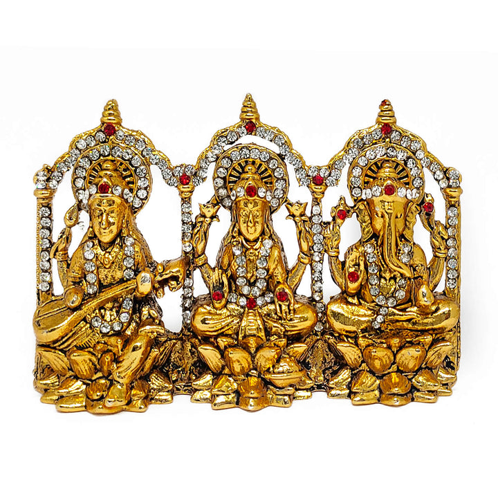 Laxmi and Ganesh with Saraswati Idol Puja Store Online Pooja Items Online Puja Samagri Pooja Store near me www.satvikstore.in