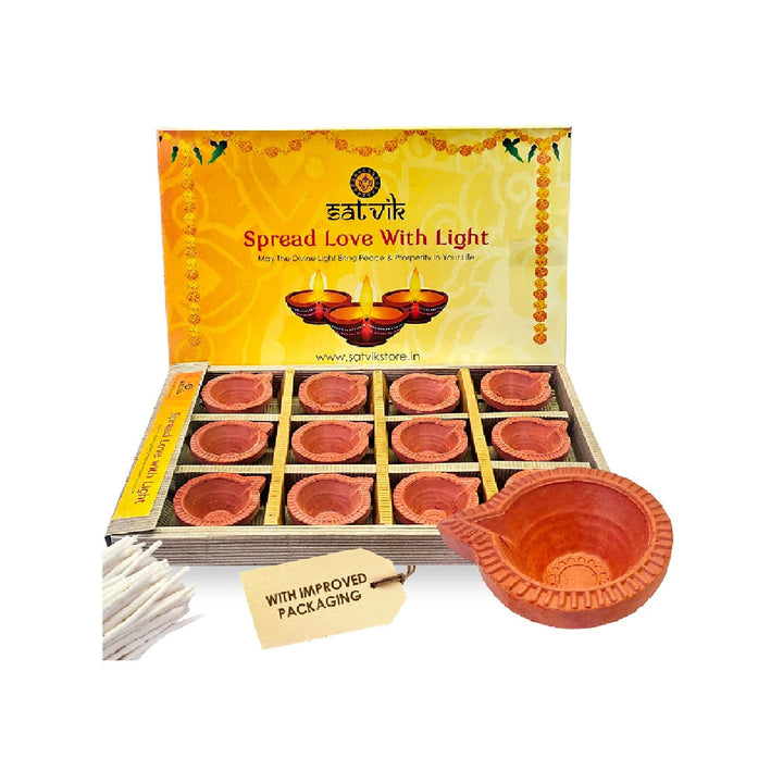 Earthen Clay Diya 12 Pc Set Puja Store Online Pooja Items Online Puja Samagri Pooja Store near me www.satvikstore.in