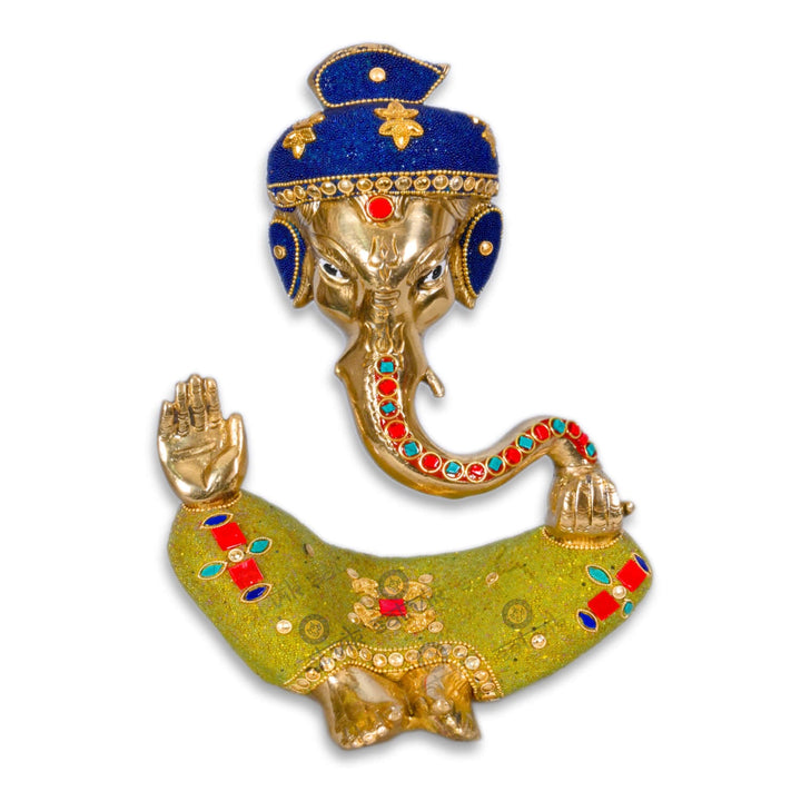 Brass with Stone Finish Ganesha Idol Puja Store Online Pooja Items Online Puja Samagri Pooja Store near me www.satvikstore.in