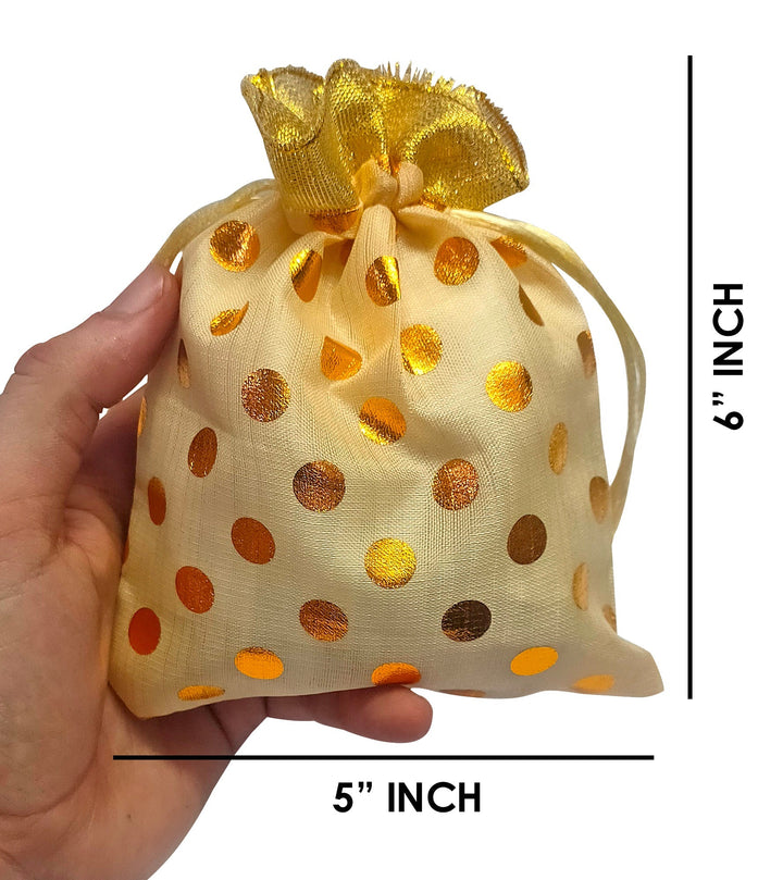 Designer Polka Dot Potli Dry Fruit Favour Pouches Puja Store Online Pooja Items Online Puja Samagri Pooja Store near me www.satvikstore.in